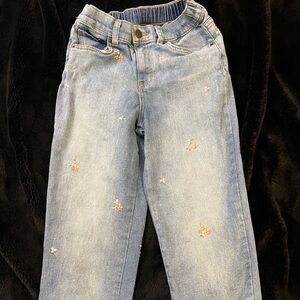 Cat & Jack Blue Kids Jeans with Orange Floral Details